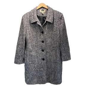 MarkReed Fashion Womens Salt Pepper Tweed Wool Blend Button Coat Vintage Sz 18P